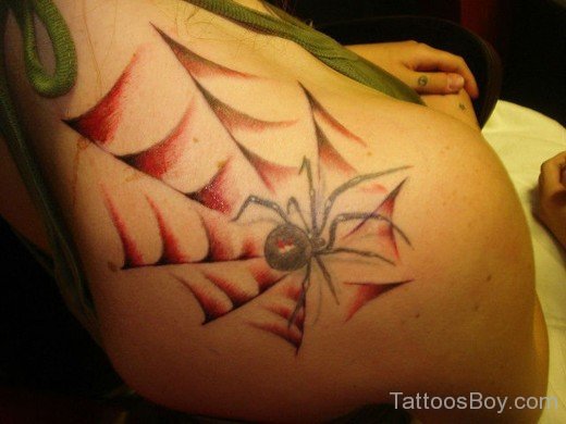Spiderweb Tattoo Design On Shoulder