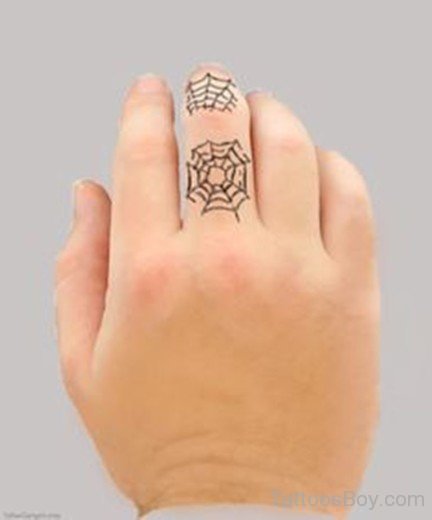 Spiderweb Tattoo Design On Finger-TB148