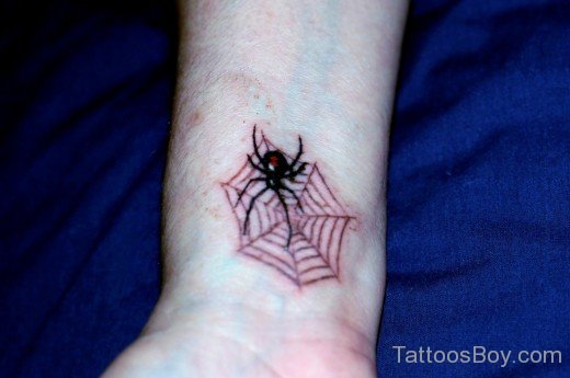 Small Spiderweb Tattoo On Wrist-TB154