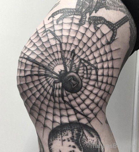 Spider WebTattoo On Knee-TB159