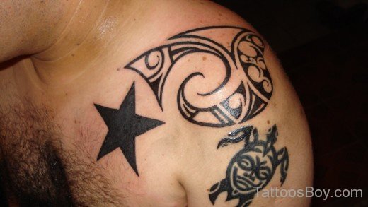Star And Maori Tribal Tattoo-TB1177