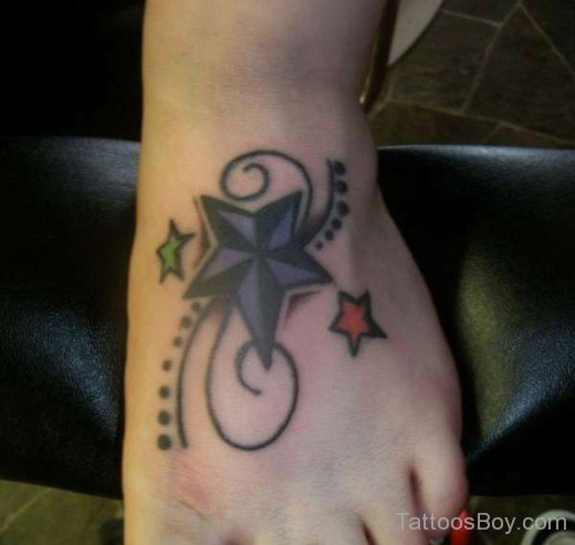Fantastic Star Tattoo On Foot-TB1090