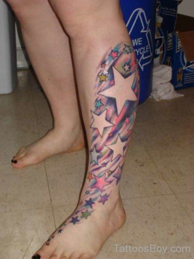 Stars Tattoo On Leg