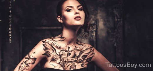 Stylish Chest Tattoo-TB1107