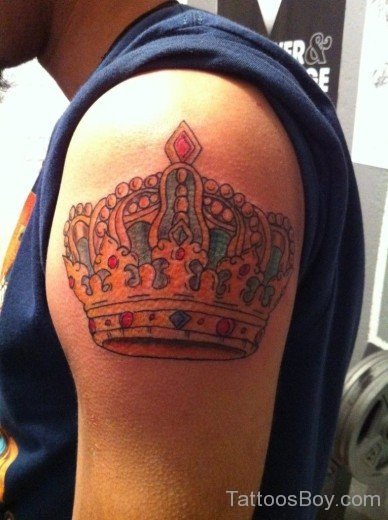 Stylish Crown Tattoo On Shoulder-TB1143