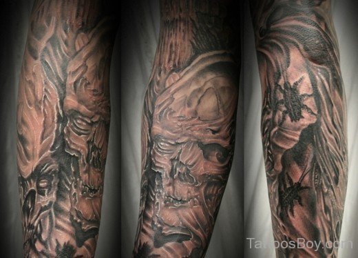 Stylish Horrer Skull Tattoo-TB1096