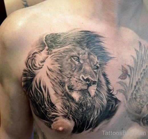 Stylish Lion Tattoo On Chest-TB1133