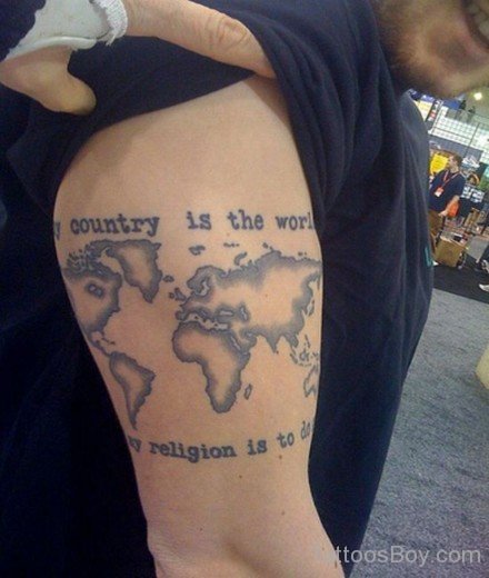 Stylish Map Tattoo On Shoulder-TB161