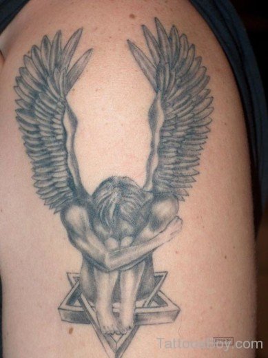 Stylish Memorial Angel Tattoo Design-TB1090