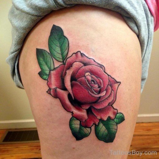 Stylish Rose Tattoo On Thigh-TB12145