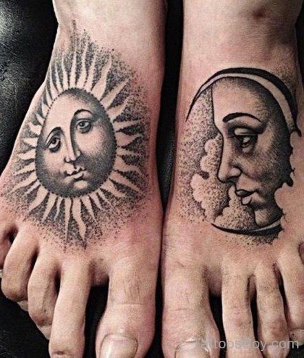 Sun And Moon Tattoo On Feet-TB1070