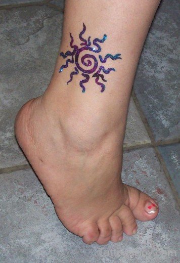 Sun Tattoo On Ankle-TB1084