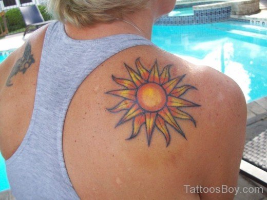 Sun Tattoo On Back