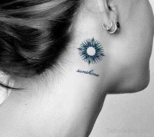 Sun Tattoo On Behind Ear-TB1087