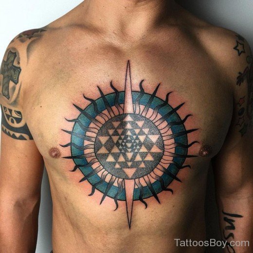 Sun Tattoo On Chest