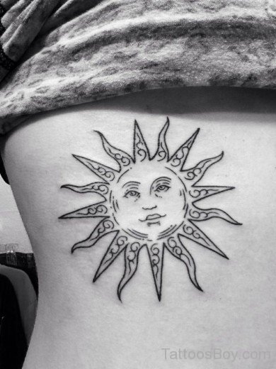 Sun Tattoo On Rib 23-TB1091