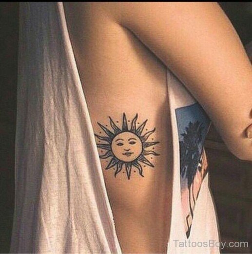 Sun Tattoo On Rib-TB1092