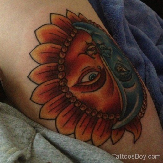 Sun Tattoo On Thigh-TB1095