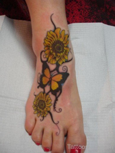Sunflower And Butterfly Tattoo-TB1269
