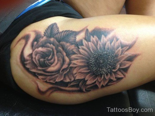 Sunflower And Rose Tattoo-TB1270