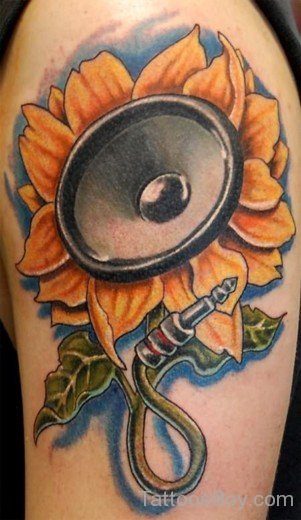 Sunflower And Speaker Tattoo-TB1272
