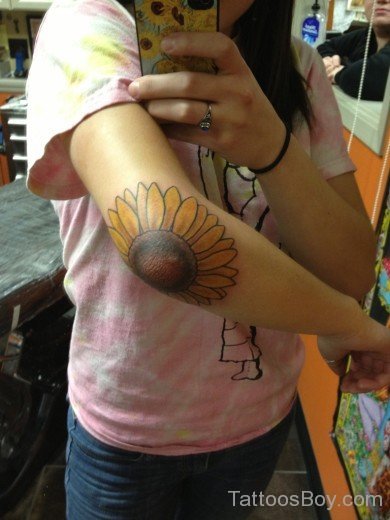 Sunflower Tattoo On Elbow-TB1279