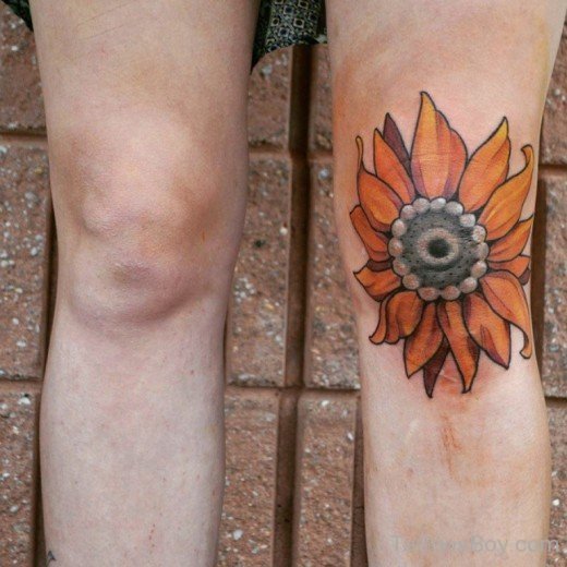 Sunflower Tattoo On Knee-TB1282