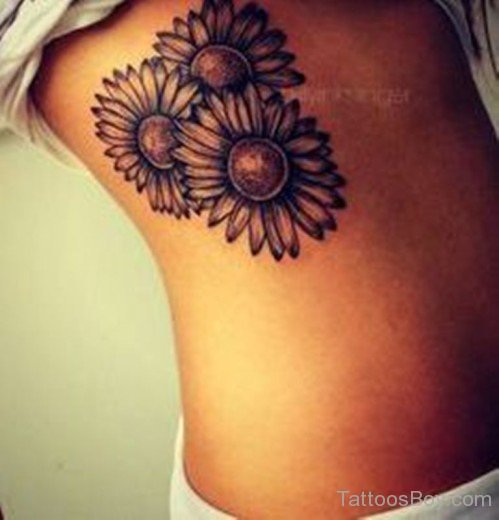 Sunflower Tattoo On Rib