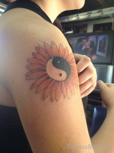 Sunflower & Yin And Yang Tattoo-TB1256