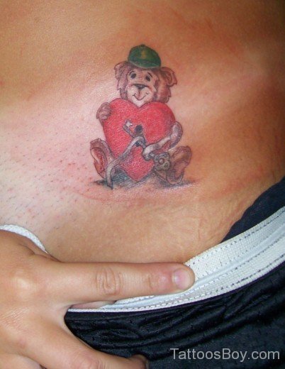 Teddy Bear And  Heart Tattoo-TB1099