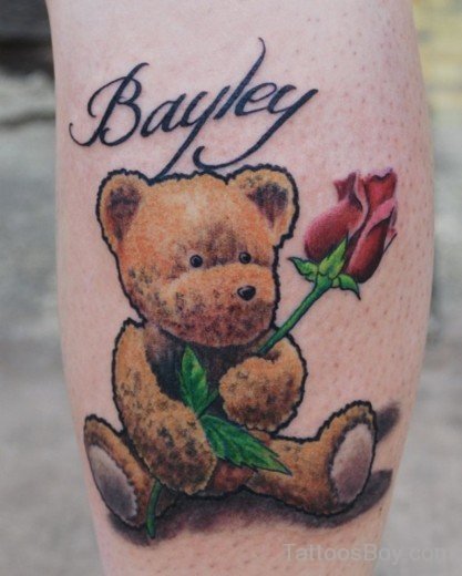 Teddy Bear And Rose Tattoo-TB1102