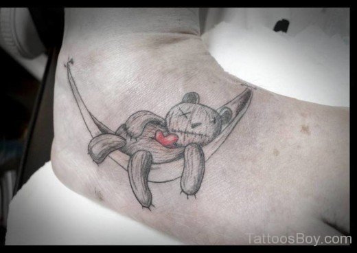 Teddy Bear Tattoo On Ankle-TB1106