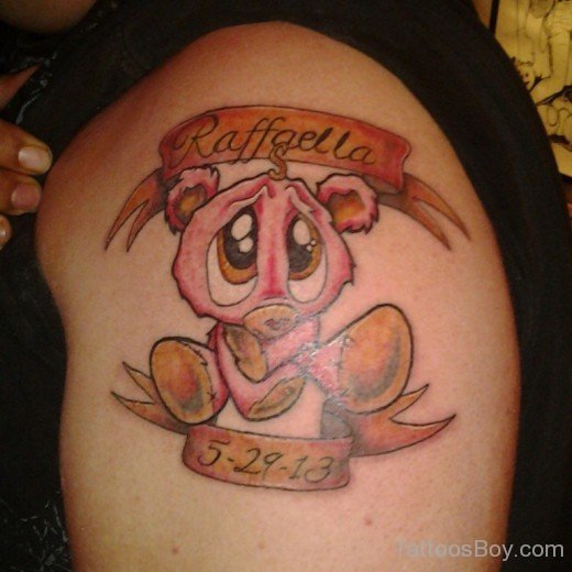 Teddy Bear Tattoo On Shoulder-TB136