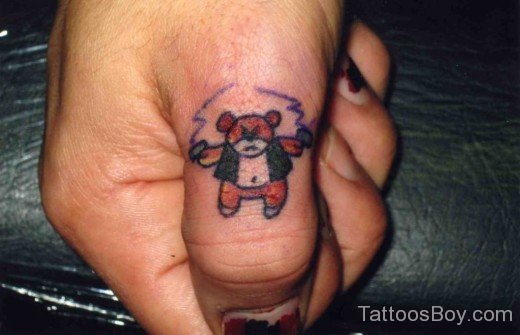 Teddy Bear Tattoo On Thumb-TB138