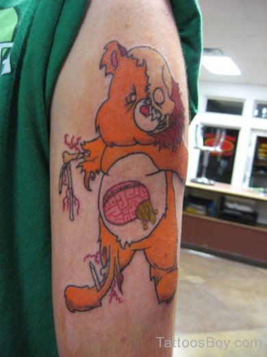Teddy Bear Tattoo on Half Sleeve-TB135