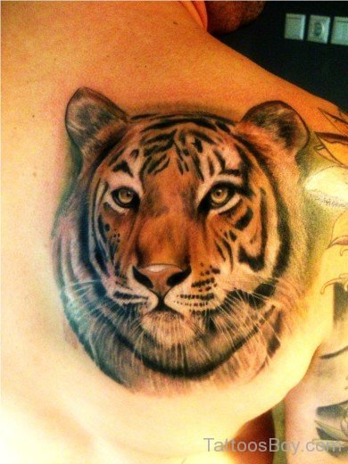 Tiger Face Tattoo On Back-Tb123