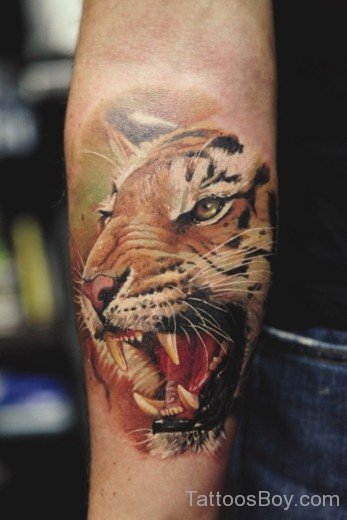 Tiger Tattoo On Elbow