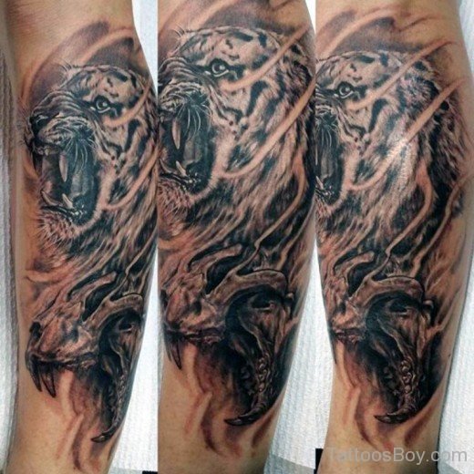 Tiger Tattoo On Half Sleeve-TB1086