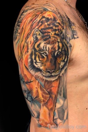 Tiger Tattoo On Half Sleeve-Tb143