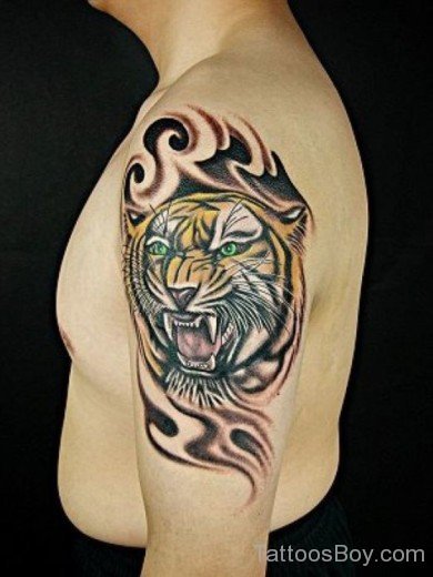 Tiger Tattoo On Shoulder-Tb145