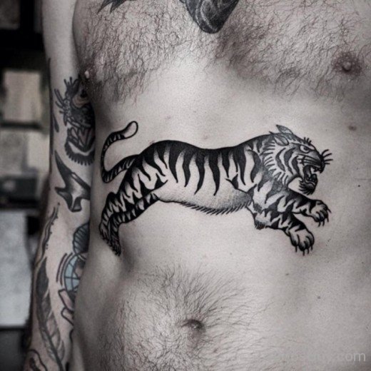 Tiger Tattoo On Stomach-Tb147
