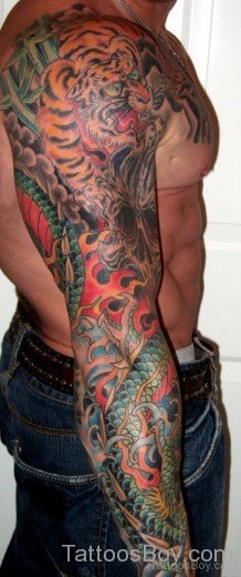 Tiger Tattoo design On Full Sleeve-TB1070