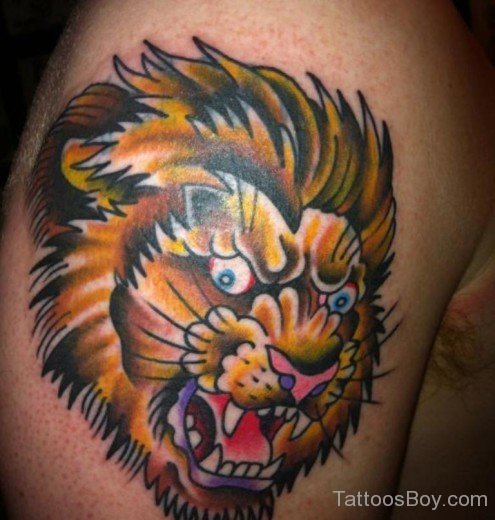 Traditional Lion Head Tattoo Design-TB1105