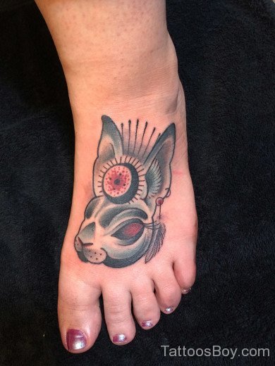 Traditional Rabbit Tattoo On Foot-TB185
