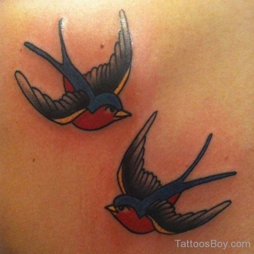 Traditional Sparrow Tattoo On Back-Tb1114
