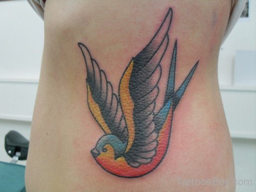 Traditional Swallow Tattoo On Rib-Tb1116