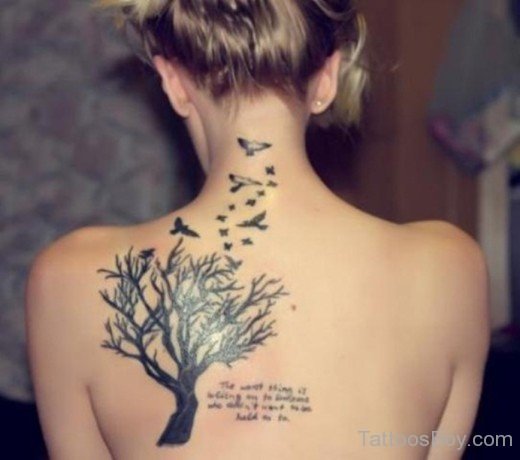 Tree And Bird Tattoo On Back-TB112