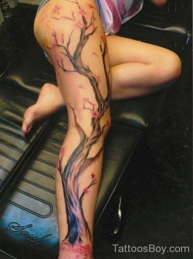 Tree Tattoo On Leg