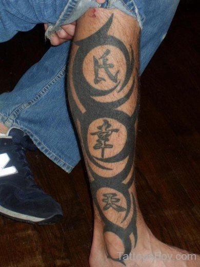 Tribal Leg Tattoo