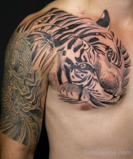 Tribal Lion Tattoo On Chest-TB1139